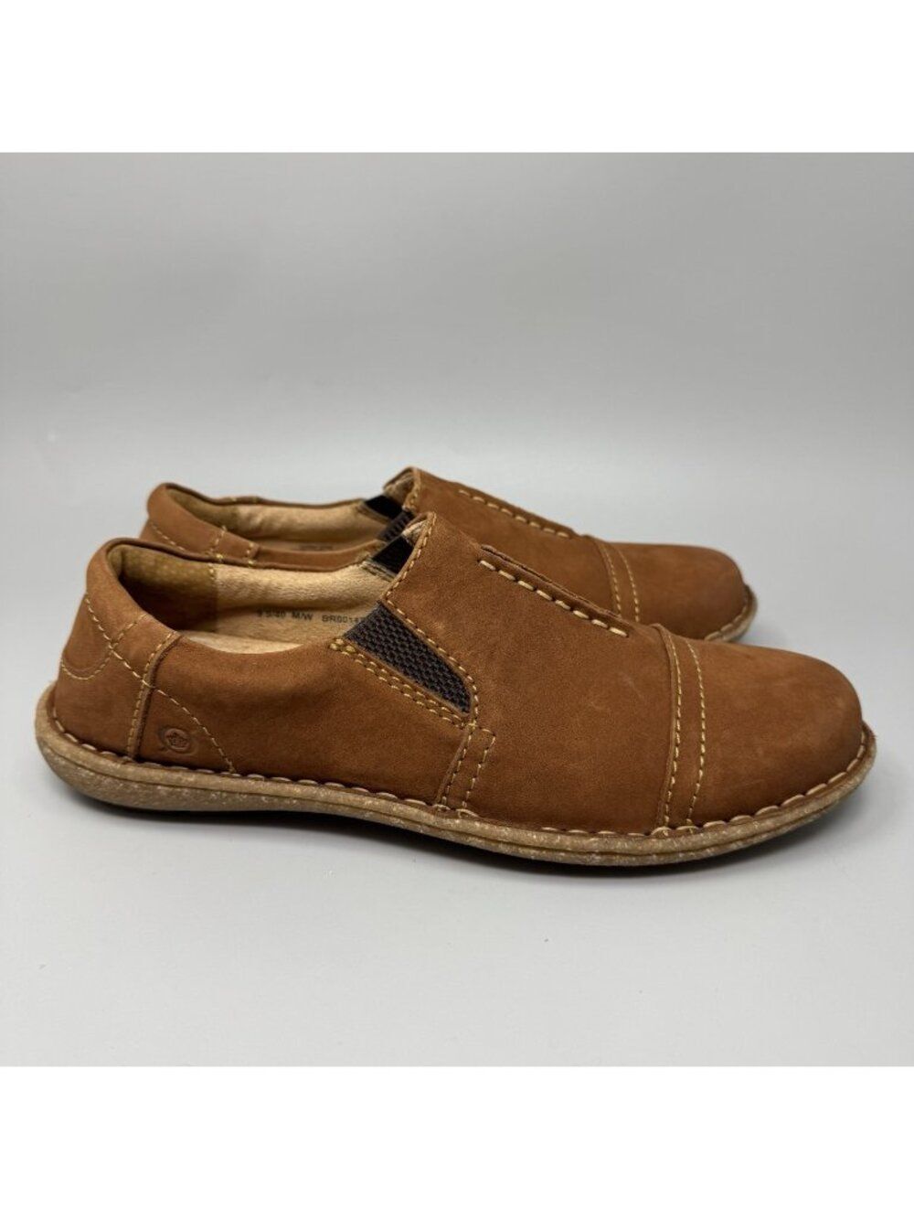 Born Nampa Brown Leather Slip On Loafers Round Toe Low Cap Toe Size 9.5M